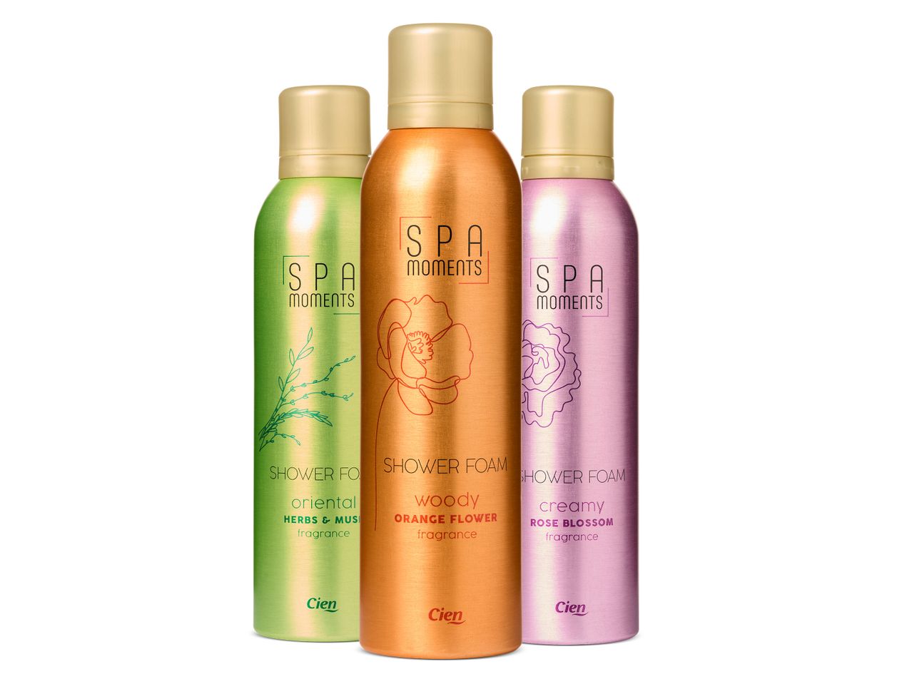 Drie Cien Spa Moments douche schuimen: oosters, houtachtig, romig.