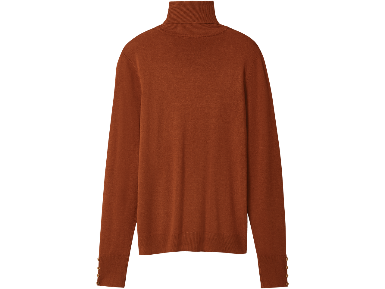 esmara® plonas rūdžių spalvos megztinis aukštu kaklu su sagomis ant rankogalių