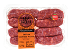 Salsicha Calabresa Picante embalada, 677g, com etiqueta de preço e informação de origem.
