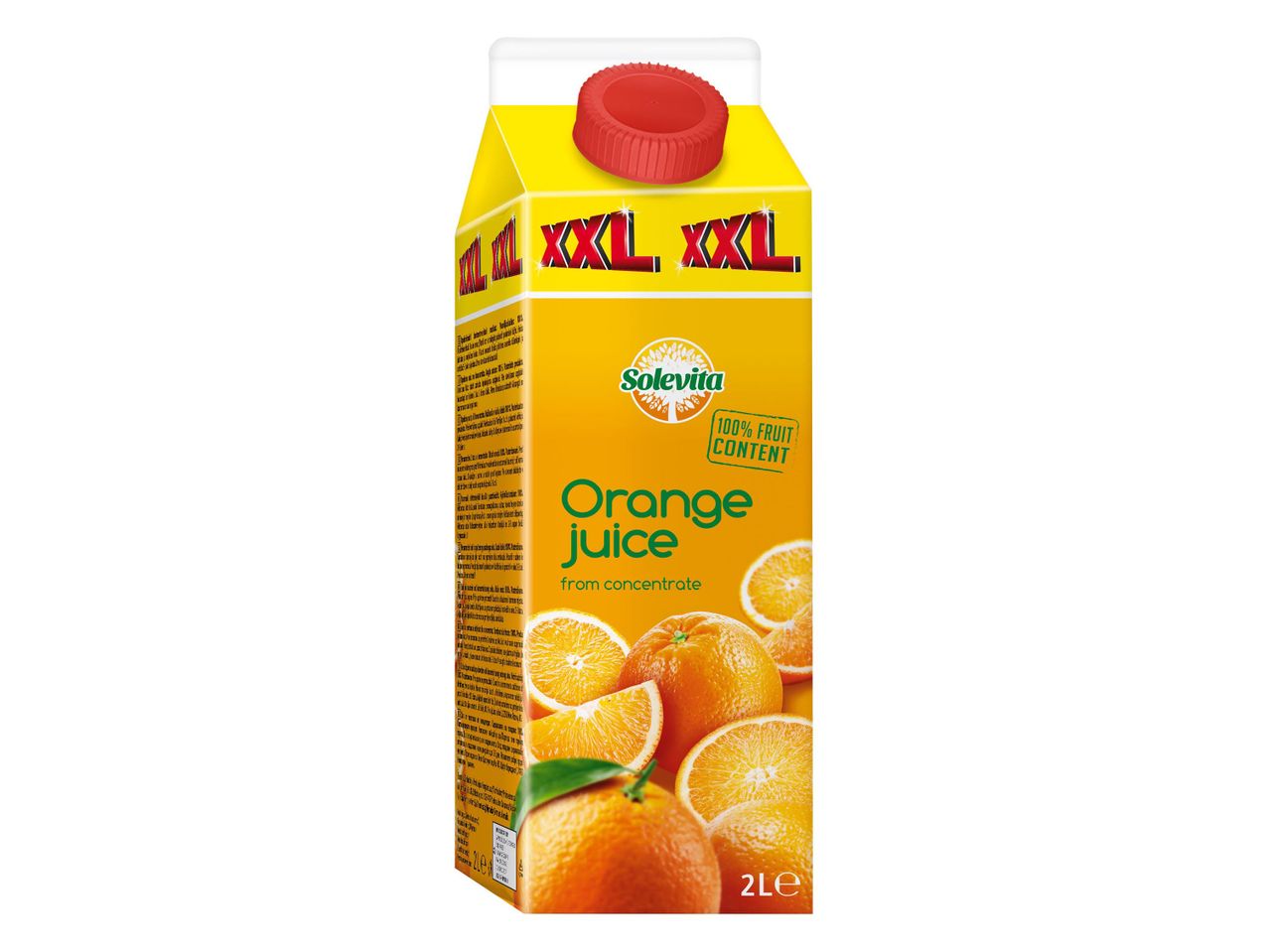 Solevita narancslé XXL kiszerelésben, 100% gyümölcstartalommal, 2 literes kiszerelésben.