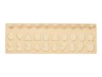 Wooden shape and number puzzle board with pegs for children's learning.