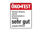 ÖKO-TEST Bewertung: Sehr gut für Tampons, geprüft auf Schwermetalle (Ausgabe 09/2024).