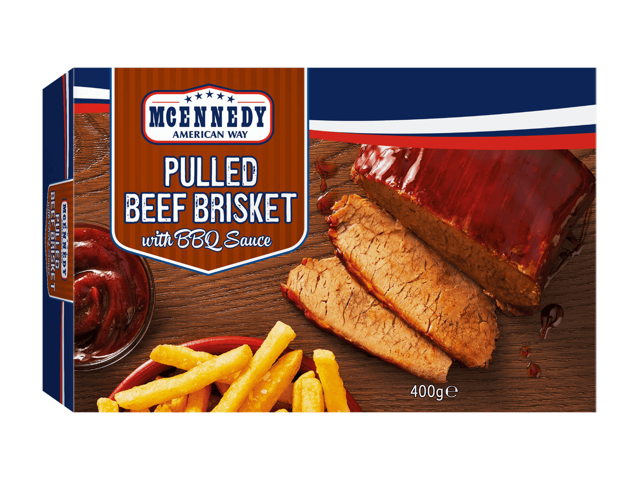 Meatsa's Pulled Beef Brisket - pakasteena, BBQ-kastikkeella.
