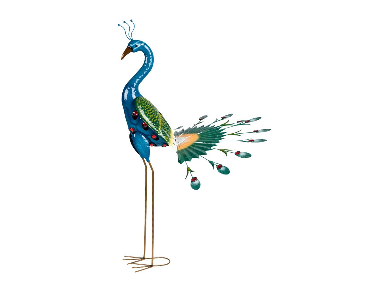 Go to full screen view: Livarno Home Metal Peacock Bird Ornament - Open Tail - Image 1