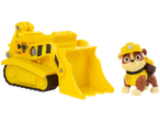 Figurine PAW PATROL Rubble et pelleteuse jaune.
