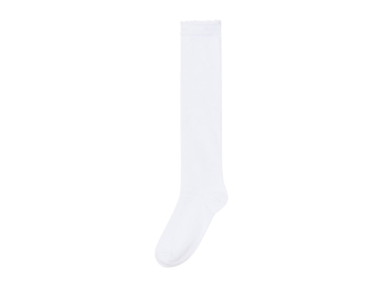 White knee-high socks with lace.