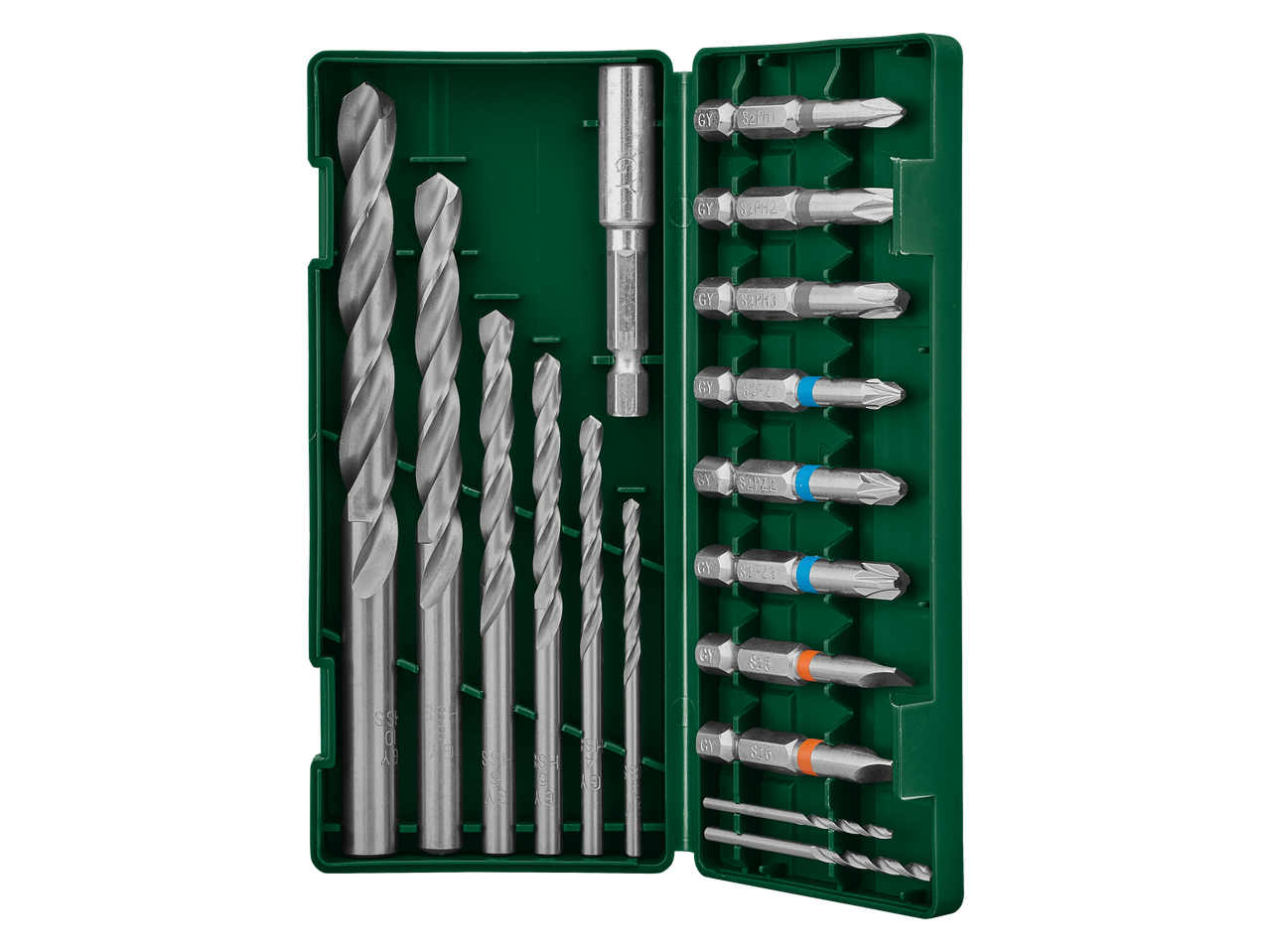 Ensemble de forets et embouts PARKSIDE avec divers forets HSS et embouts S2.