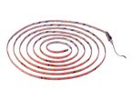 A coiled LED strip light with red lights and 3M adhesive backing, connected to a power cable.
