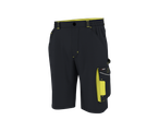 Pantaloni scurți de lucru negri cu accente galbene și buzunare laterale.