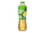 Fles groene thee met citroen en muntblaadjes, met de tekst 'LOW CALORIES' en 'INFUSED'.