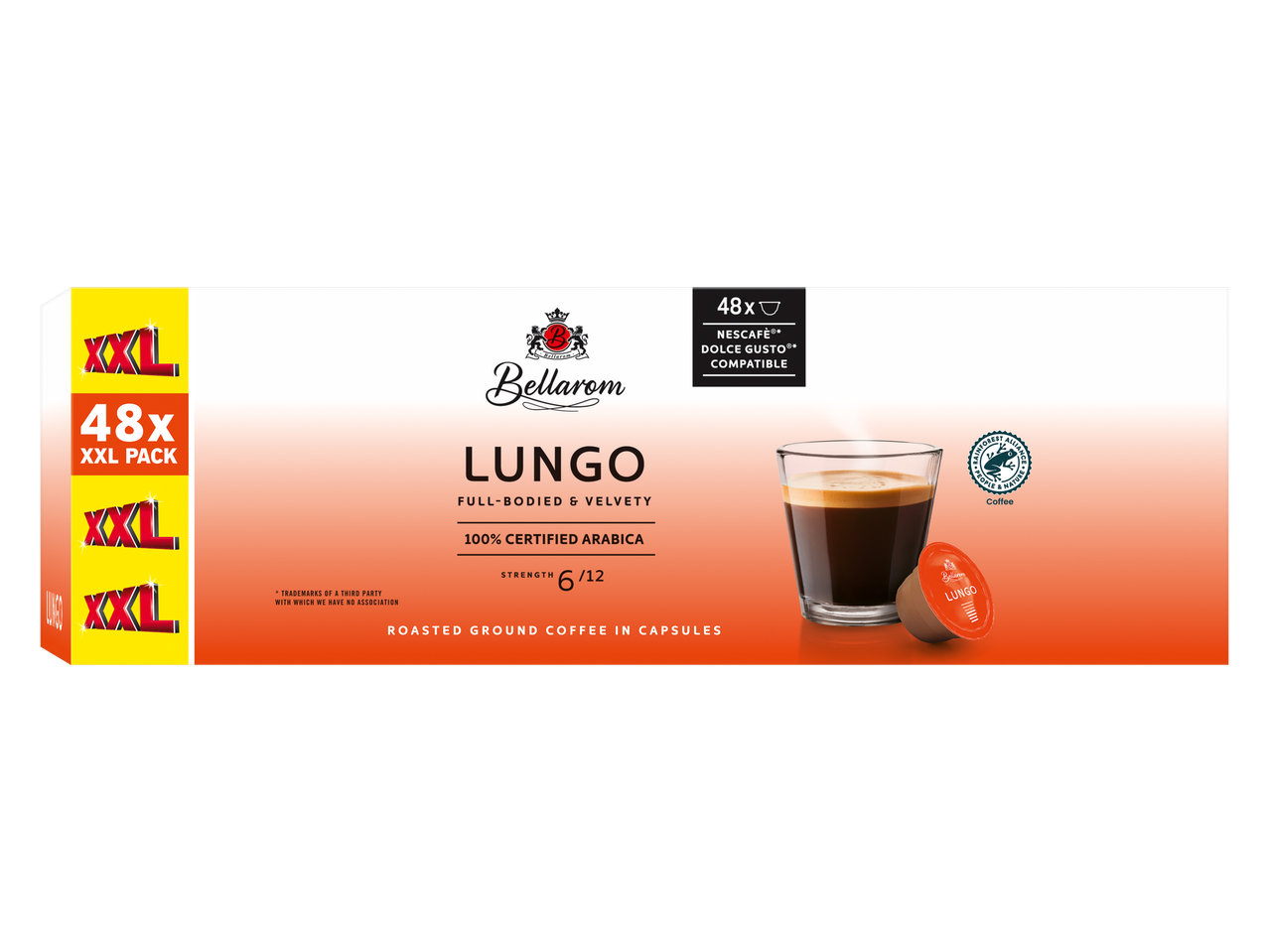 Cápsulas de café Bellarom Lungo, pacote XXL com 48 unidades, compatíveis com Nescafé Dolce Gusto.