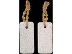 Two rectangular pumice stones with jute twine.