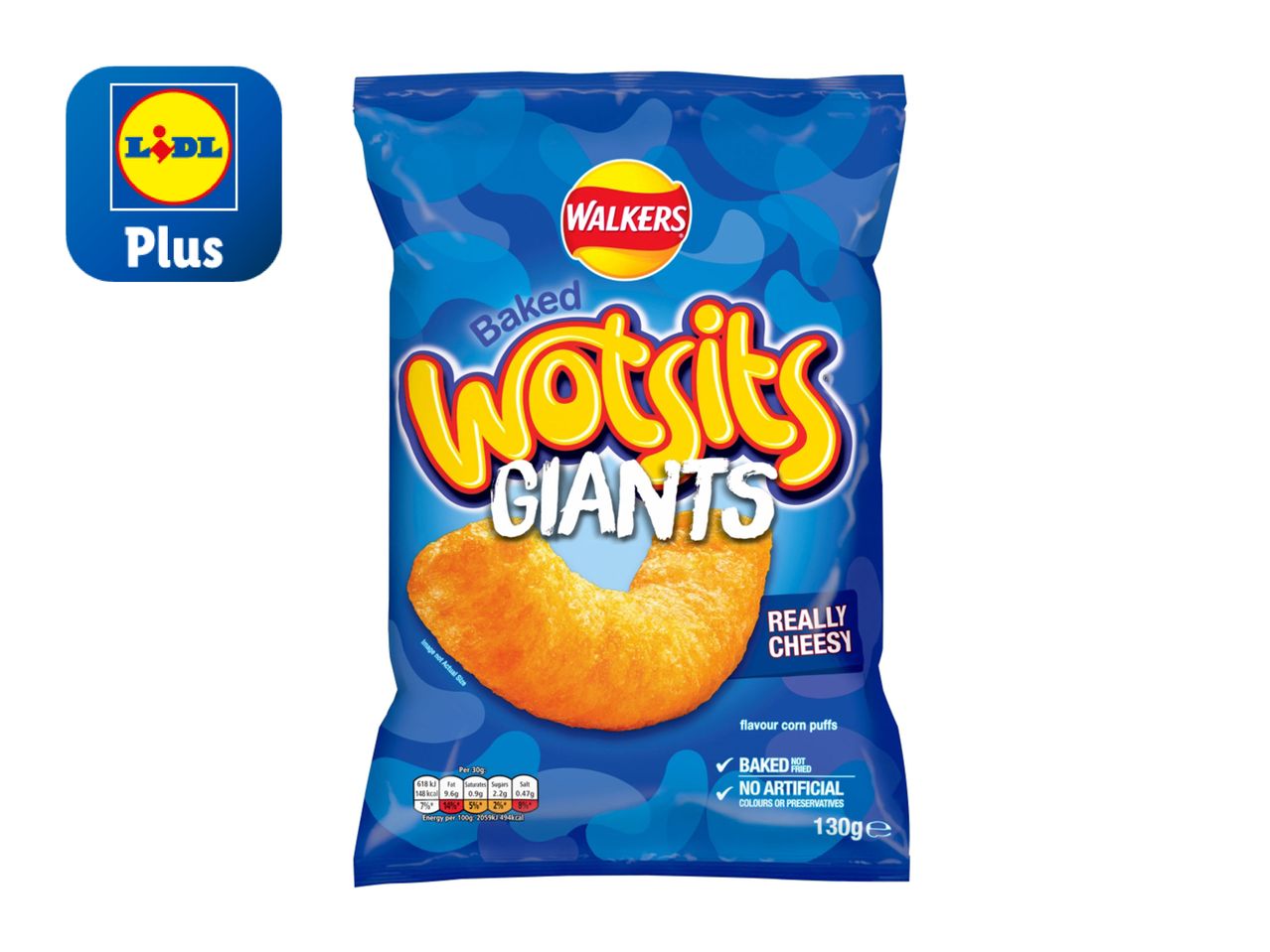 A bag of Walkers Wotsits Giant 55g cheese and onion flavour crisps.