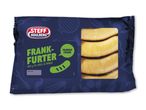 Pakke med frankfurtere til grill og pande, 450g, med teksten 'Frække Frank'.