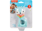 Fisher-Price Clackin' Fun Fawn rattle for 3m+ babies, featuring a light blue fawn with colorful rings.