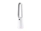 White bladeless tower fan with digital display