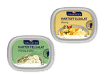 To bakker kartoffelsalat: en med karry og en med purløg og dild, begge 400g.