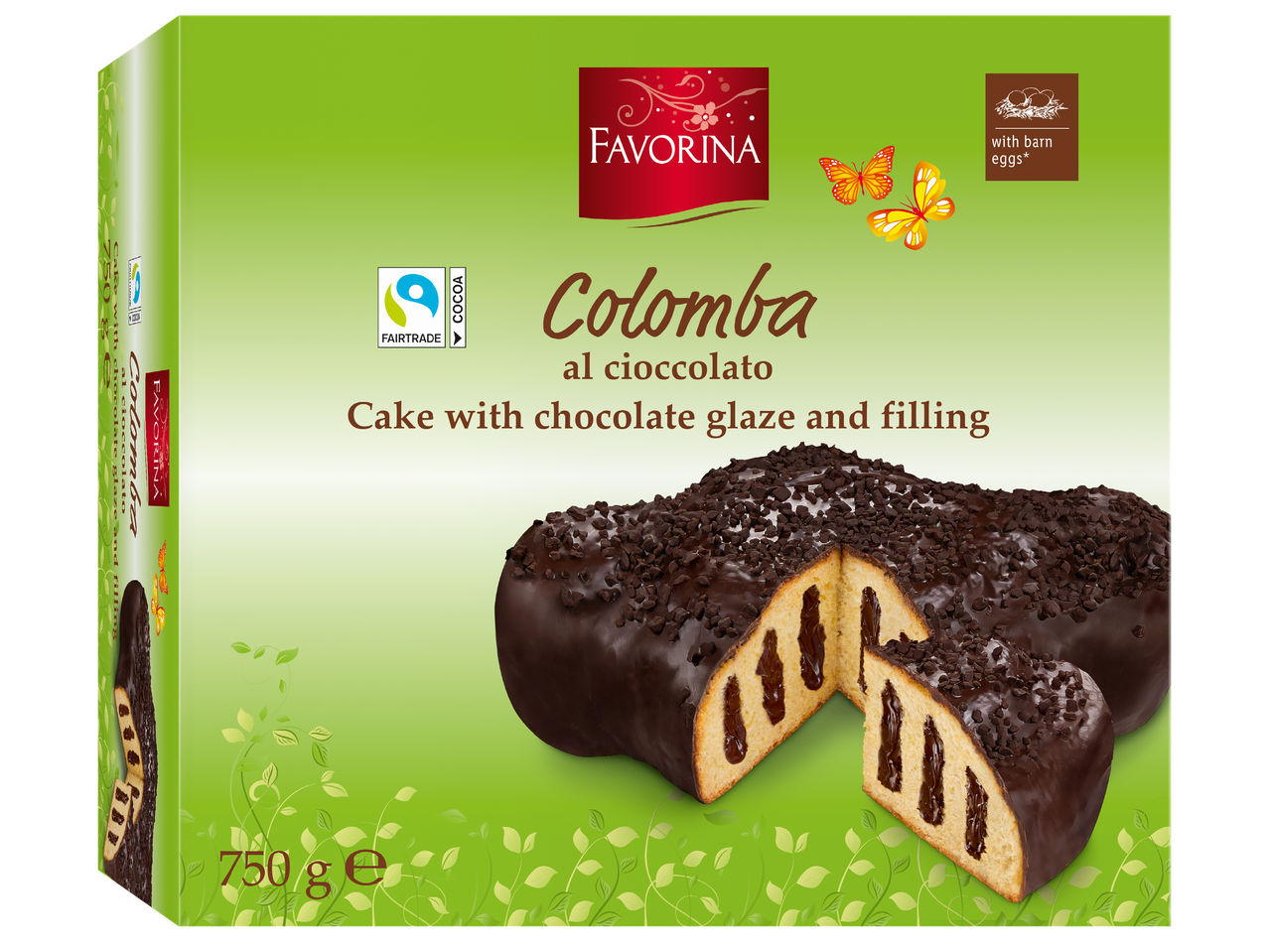 Коломба с шоколадова глазура и пълнеж, 750 г.