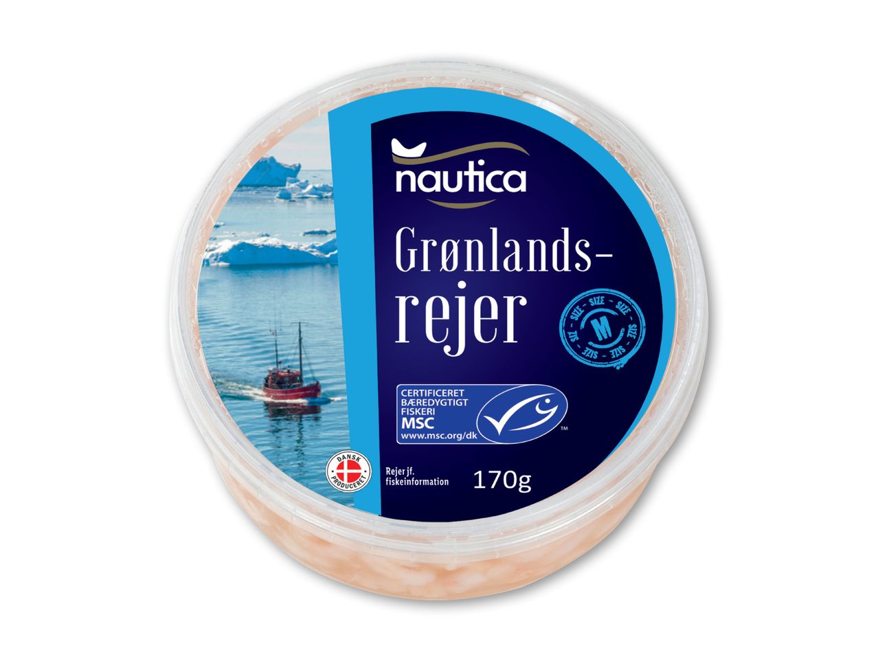 Nautica Grønlands-rejer i en beholder.