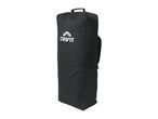 Black sports equipment carry bag with a white logo and text on the side.
