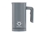 SilverCrest milk frother in gray with a handle and control panel.