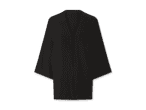 Ein schwarzes Kimono-Oberteil mit weiten Ärmeln.
