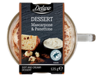 Sobremesa de mascarpone e panetone da marca Deluxe, 125g.