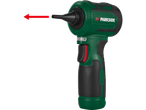 Ventilador a bateria Parkside® 3 em 1, verde e preto, com bico.
