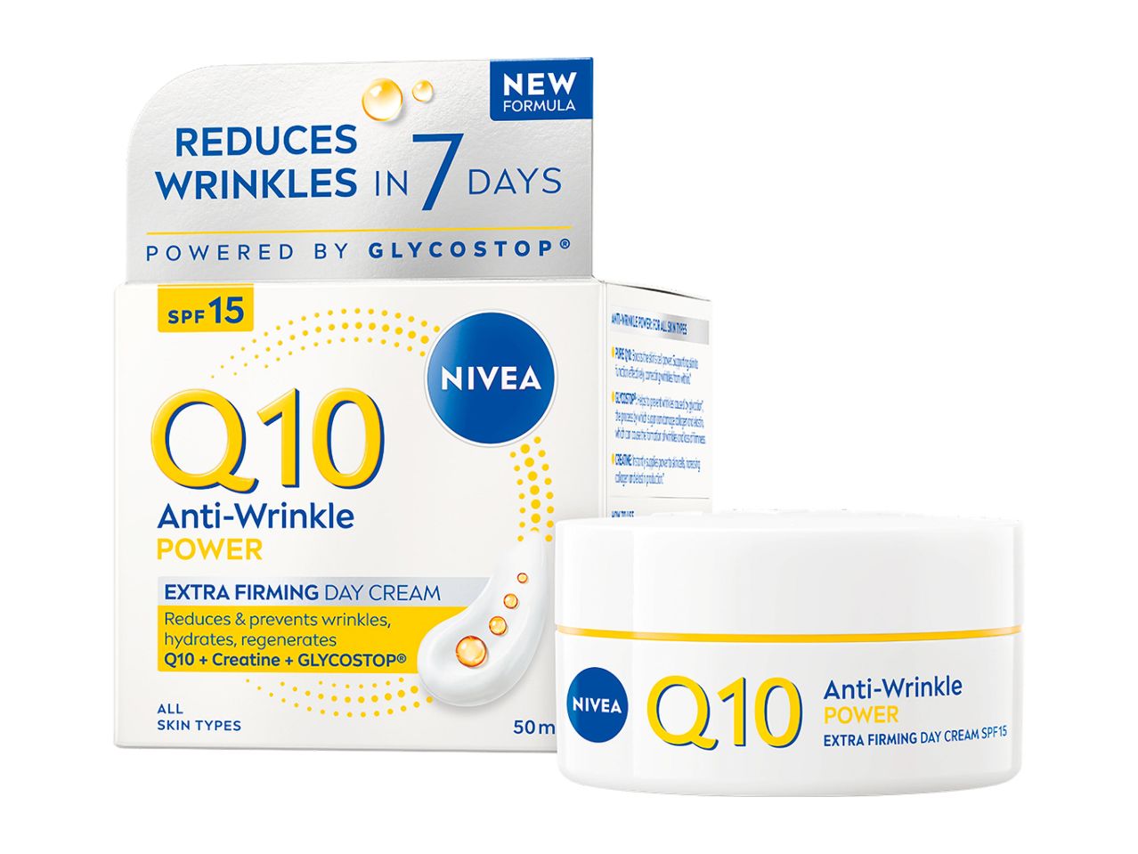 Cremă de zi anti-rid cu Q10 și SPF 15, reduce ridurile în 7 zile.