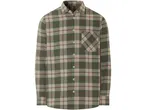 Camicia a quadri verde e beige con taschino sul petto.