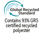 Sigillo Global Recycled Standard: Contiene 93% poliestere riciclato certificato GRS.