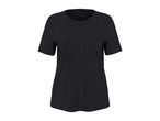 Dark grey short-sleeved t-shirt for women, made from a textured fabric.