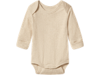 Geribbelde baby romper met lange mouwen in beige kleur
