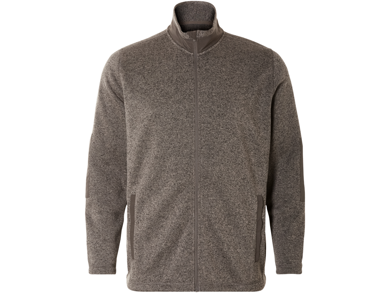 LIVERGY® vyriškas rudas flisinis švarkelis su užtrauktuku ir stačia apykakle.