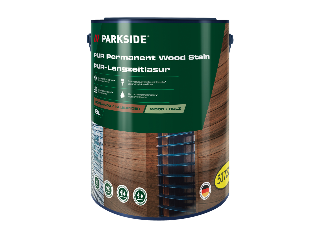 PARKSIDE PUR Permanente Houtbeits in Palissander, 5L, geschikt voor binnen en buiten.