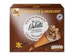 Bon Gelati premium ice cream: 6 chocolate & hazelnut cones.