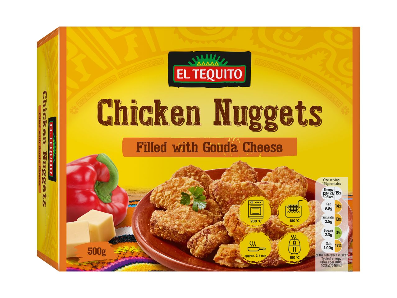 El Hondo Chicken Nuggets box, filled with golden-brown nuggets.