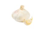 Bulbo de alho e um dente de alho.