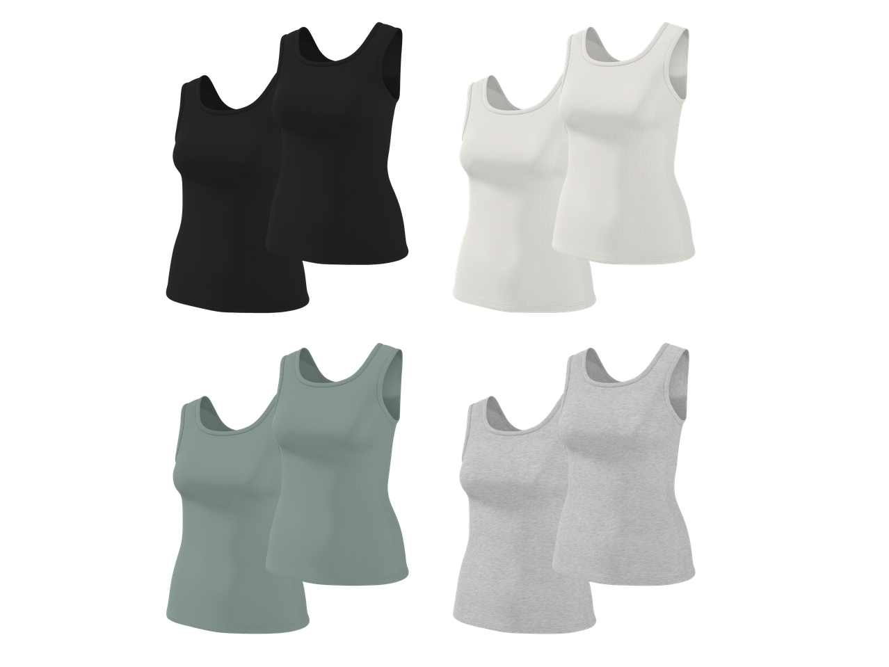 Fyra par ribbade linnen i svart, vitt, grönt och grått.