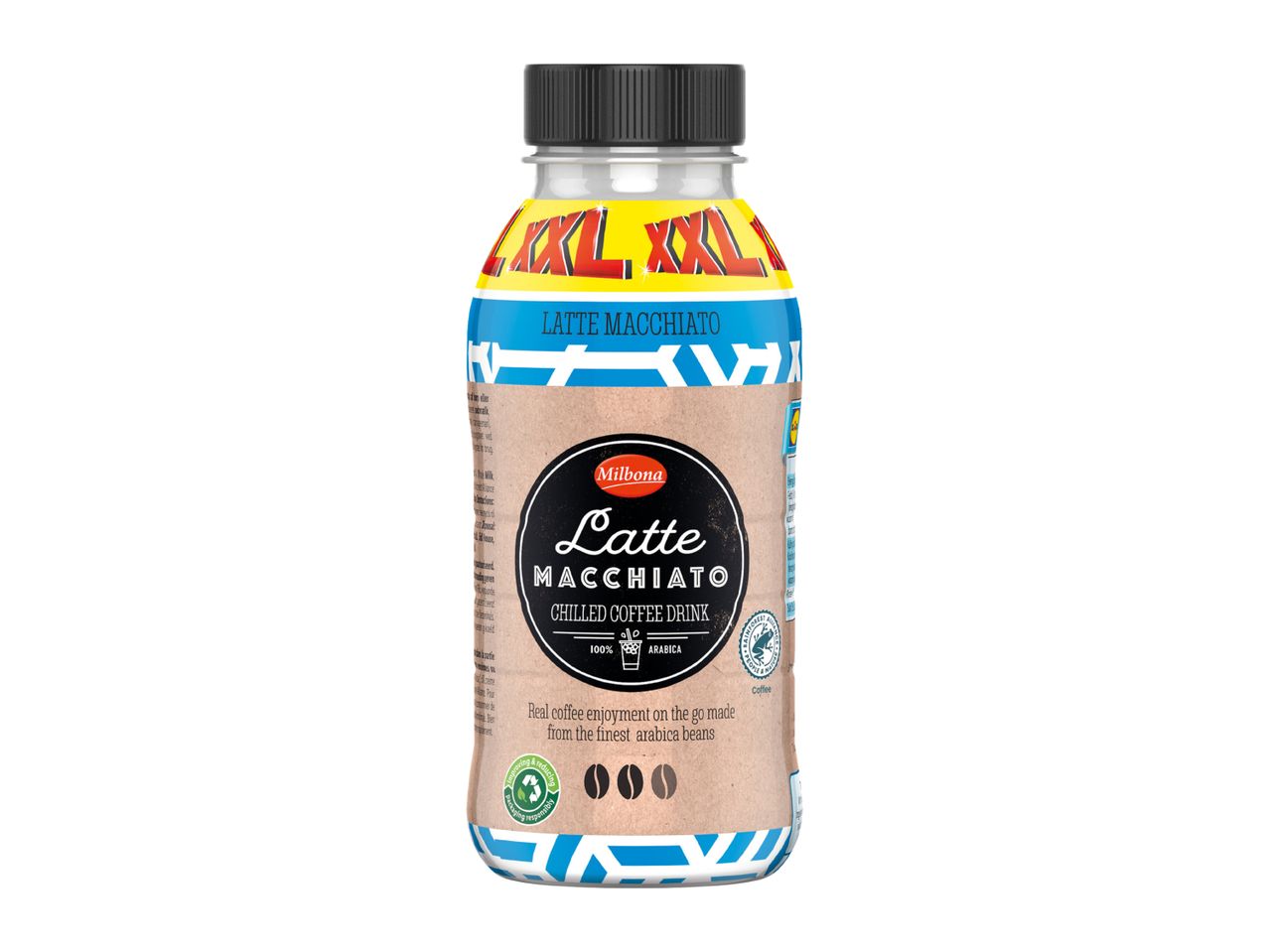 Milbona Latte Macchiato chilled coffee drink in a bottle