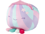 Playtive Squishy Plush Toy: a pastel striped unicorn with a pink glitter horn and stars.
