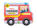 Ein Kinderbuch über die Feuerwehr in Form eines Feuerwehrautos.
