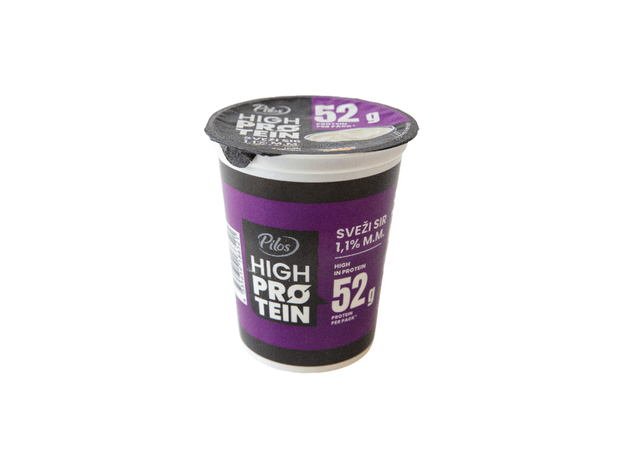 Čaša svežeg sira sa visokim sadržajem proteina, 1,1% mlečne masti, 52g proteina po pakovanju.