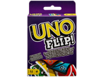 Mattel UNO Flip! card game with double-sided cards for 2-10 players, ages 7+.