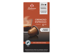 Кутия с 20 алуминиеви капсули кафе, съвместими с Nespresso, с надпис „Cremoso Espresso“ и сила 6/12.
