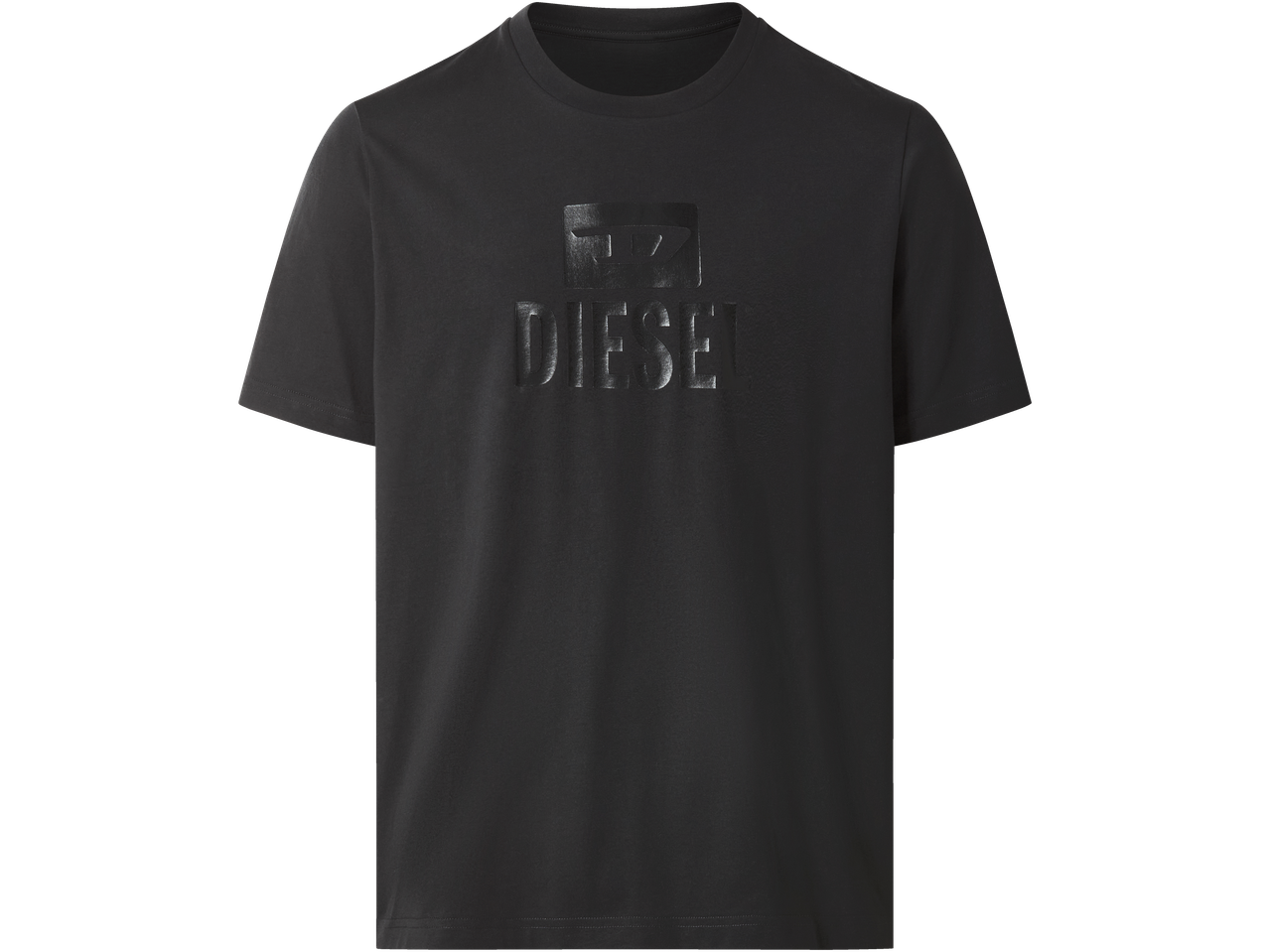 Crna muška majica kratkih rukava s reljefnim logotipom na prednjoj strani