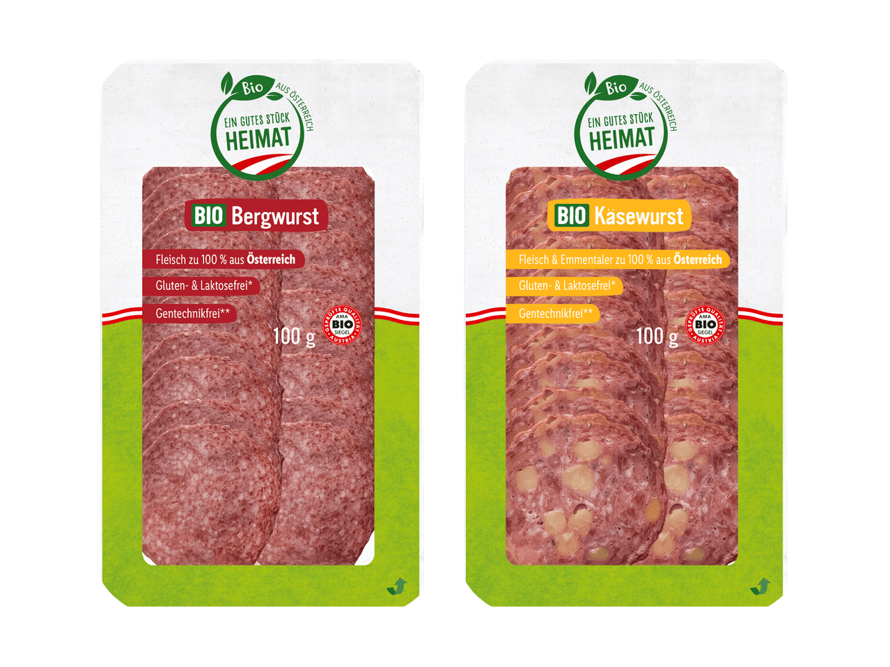 Zwei Packungen Landjäger-Wurst von der Marke ' + chr(8203) + 'Landjäger.