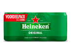 Multipack van 8 blikjes pilsener bier, met de tekst 'VOORDEELPACK' en 'ORIGINAL'.