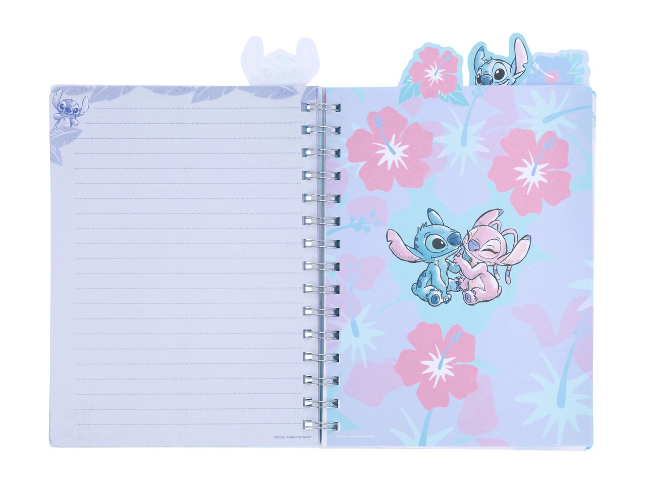 Lilo & Stitch notebook featuring adorable characters and tropical flowers.