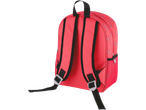 Mochila vermelha com estampa de laços para meninas.